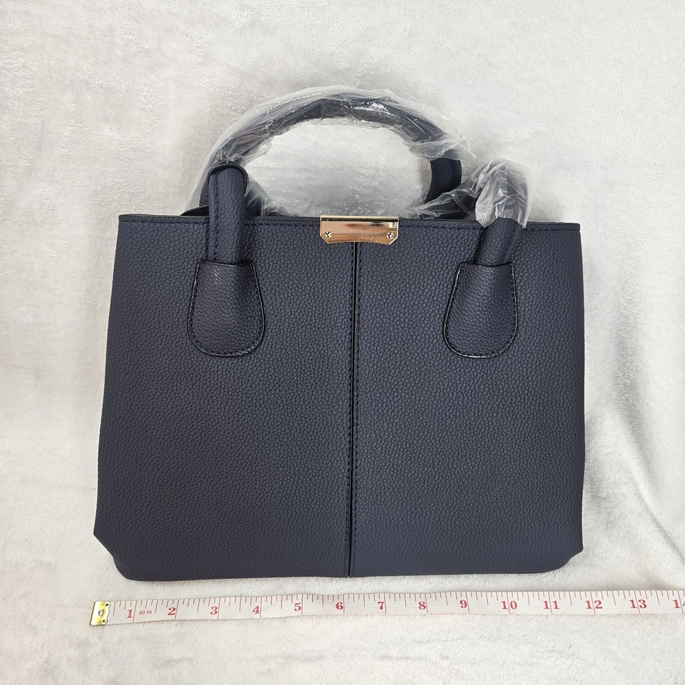 COCIFER Women's Navy Blue Tote Satchel Top Handle Shoulder Bag w/ Strap